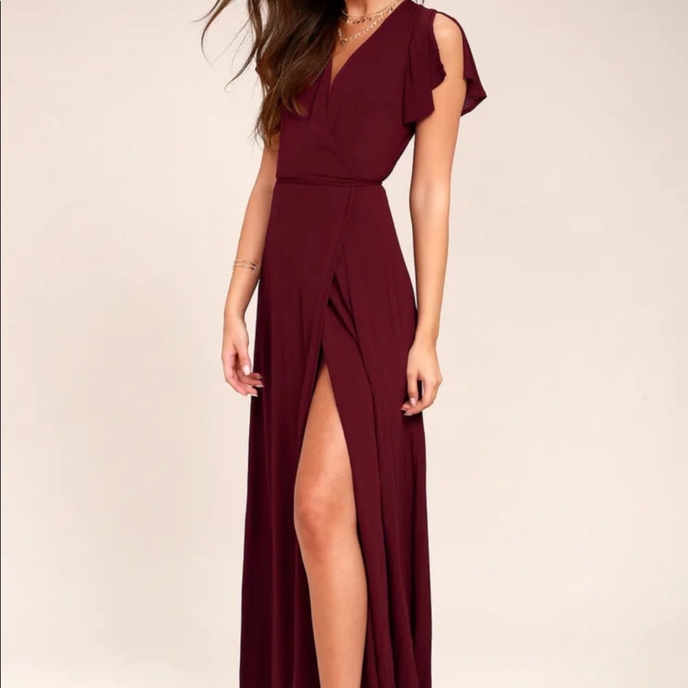 Burgundy Wrap Maxi Dress